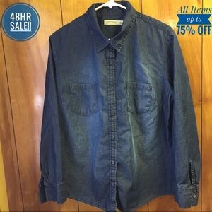 Faded Glory Long Sleeve Jean Button Down Shirt XL